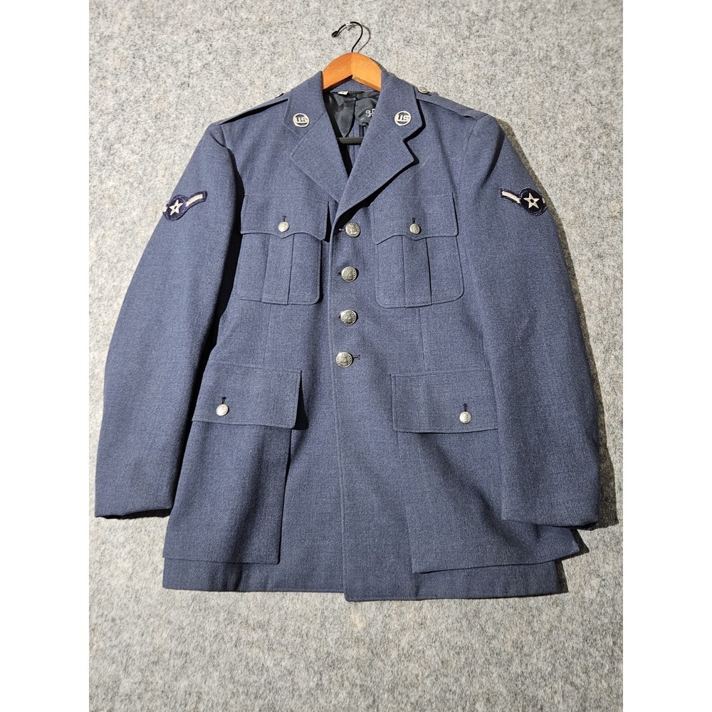 Vintage US Air Force Military Uniform Jacket 37R USAF Blue Wool - Picture 1 of 13